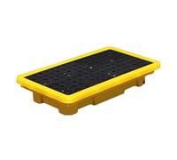 Piattaforma Di Contenimento Per Sversamenti, Pallet Modulare Di Contenimento Per Sversamenti Con Drenaggio - Giallo E Nero, Capacità 1/2 Fusto - Piattaforma Di Contenimento Pe,66x36x12cm/26x14x5in