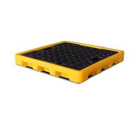 Piattaforma di contenimento pesante, pallet industriale modulare di contenimento delle fuoriuscite con vassoio a prova di perdite e drenaggio, piattaforma antiscivolo rimovibile per stoccaggio in