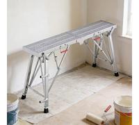 Piattaforma di Lavoro Pieghevole for Adulti, Sgabello Pieghevole in Lega di Zinco Scala for impalcature Esterno Portatile ad Altezza Regolabile, Capacità di Carico Massima di 500 LBS