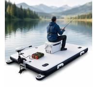 Piattaforma di Pesca Pieghevole Portatile, Pontile Gonfiabile | Con Supporto Motore, Anelli D, Pompa, Remi, con Remi e Pompa, per Attività sul Lago, Piscina e Oceano