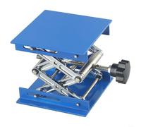 Piattaforma di sollevamento manuale in alluminio, 100 x 100 mm, altezza regolabile 47-143 mm, per esperimenti di fisica, biologia, chimica, in ossido di alluminio, colore blu