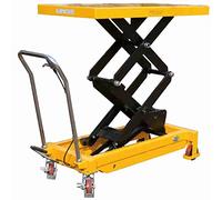 Piattaforma elevatrice a doppio pantografo manuale carrello con piano di sollevamento fisso elevatore a forbice a doppio effetto mm.1220x610 grande alzata h.max.1500 tavolo sollevatore Kg.700 NP70DF