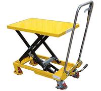 Piattaforma elevatrice a pantografo semplice manuale carrello con piano di sollevamento fisso elevatore a forbice mm.815x500 h.max.880 tavolo sollevatore Kg.500 NP50F