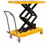 Piattaforma elevatrice manuale doppio pantografo grande alzata h.130 piano lavor