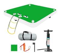 Piattaforma galleggiante gonfiabile, ampia piattaforma per bacino d'acqua, zattera galleggiante a isola con scala rimovibile, superficie antiscivolo, piattaforma per bacino ad aria con pompa ad aria