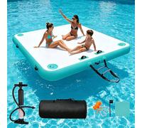 Piattaforma Galleggiante Gonfiabile Per 2-6 Persone con Pompa, Corda Scala Staccabile e Bolsa de Transporte Pontile Galleggiante Gonfiabile Per Piscina Spiaggia Lago Oceano (200x150x15cm)