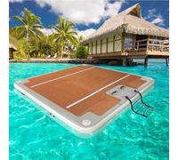 Piattaforma galleggiante gonfiabile, piattaforma for nuoto e salti in acqua da 2 * 2 m/6,6 * 6,6 piedi, grande isola galleggiante con cuscino d'aria, con scaletta staccabile, for lago, piscina