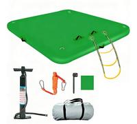 Piattaforma Galleggiante Gonfiabile, Piattaforma Gonfiabile in PVC Resistente con scaletta in Corda e Borsa per Il Trasporto Ideale per Piscina, Lago, Spiaggia e Mare,Verde