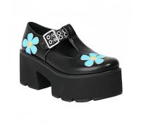 Piattaforma Gotica Donna Mary Jane Scarpe con Catena Stella Cuore Vintage Punta Rotonda per Le Donne cinturina Caviglia Pompe Tacco Grosso Uniforme Festa Balli Abito Scarpe