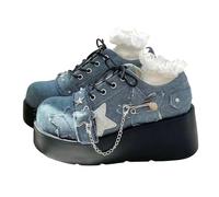 Piattaforma Gotica Donna Mary Jane Scarpe con Catena Stella Cuore Vintage Punta Rotonda per Le Donne cinturina Caviglia Pompe Tacco Grosso Uniforme Festa Balli Abito Scarpe
