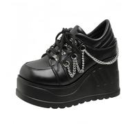 Piattaforma Gotica Donna Mary Jane Scarpe con Catena Stella Cuore Vintage Punta Rotonda per Le Donne cinturina Caviglia Pompe Tacco Grosso Uniforme Festa Balli Abito Scarpe