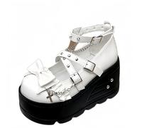 Piattaforma Gotica Donna Mary Jane Scarpe con Catena Stella Cuore Vintage Punta Rotonda per Le Donne cinturina Caviglia Pompe Tacco Grosso Uniforme Festa Balli Abito Scarpe