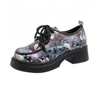 Piattaforma Gotica Donna Mary Jane Scarpe con Catena Stella Cuore Vintage Punta Rotonda per Le Donne cinturina Caviglia Pompe Tacco Grosso Uniforme Festa Balli Abito Scarpe