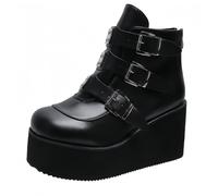 Piattaforma Gotica Donna Mary Jane Scarpe con Catena Stella Cuore Vintage Punta Rotonda per Le Donne cinturina Caviglia Pompe Tacco Grosso Uniforme Festa Balli Abito Scarpe