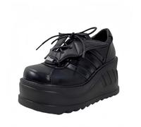 Piattaforma Gotica Donna Mary Jane Scarpe con Catena Stella Cuore Vintage Punta Rotonda per Le Donne cinturina Caviglia Pompe Tacco Grosso Uniforme Festa Balli Abito Scarpe