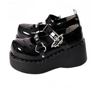 Piattaforma Gotica Donna Mary Jane Scarpe con Catena Stella Cuore Vintage Punta Rotonda per Le Donne cinturina Caviglia Pompe Tacco Grosso Uniforme Festa Balli Abito Scarpe