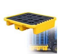 Piattaforma industriale di contenimento delle fuoriuscite, vassoio modulare impilabile per fusti da 1 tonnellata, base in polietilene a prova di perdite, 130 cm x 130 cm x 30 cm, resistente soluzione