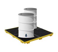 Piattaforma modulare di contenimento delle fuoriuscite con grata e pallet anti-perdite - Vassoio per fuoriuscite (120 x 120 x 10 cm) per una gestione efficace delle fuoriuscite di liquidi e soluzioni