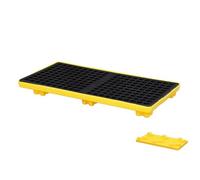 Piattaforma modulare di contenimento delle fuoriuscite con pallet antigoccia, vassoio in plastica robusta, 15 pezzi, giallo, 120 x 60 x 10 cm, ideale per la conservazione sicura di liquidi