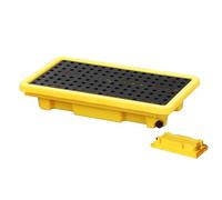 Piattaforma modulare di contenimento delle fuoriuscite, vassoio in plastica a prova di perdite, 15 pezzi, robusto pallet di contenimento delle fuoriuscite, giallo, 66 x 36 x 12 cm per la conservazione