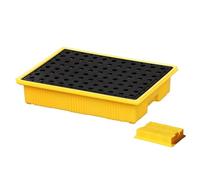 Piattaforma modulare di contenimento delle fuoriuscite, vassoio in plastica a prova di perdite, 15 pezzi, giallo, 49 x 35,5 x 10 cm, robusti vassoi di contenimento delle fuoriuscite per la