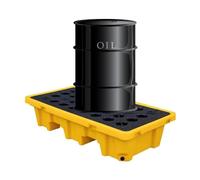 Piattaforma modulare per il contenimento delle fuoriuscite, vassoio in plastica resistente, antiscivolo e a prova di perdite, pallet industriale impilabile per la sicurezza sul luogo di lavoro.