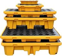 Piattaforma modulare per Il Controllo delle fuoriuscite a Prova di perdite - Contenitore in plastica con Vassoio da 49x35x9 cm con Scarico per Fusto - Pallet Resistente e Robusto per Un Cont