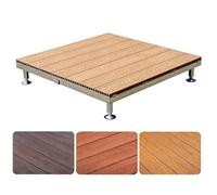 Piattaforma Modulare Rialzata in Composito, Pavimento per Esterno | Piastrelle Impermeabili in WPC per Esterni, per Campeggio, Giardini, Balconi e Cortili(Teak,84x84x20cm)