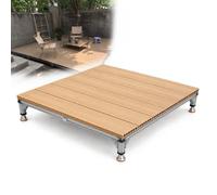 Piattaforma Modulare Rialzata in Legno Composito, 84 x 84 cm | Piastrelle per Esterno a Incastro Effetto Legno, Telaio in Alluminio, per Patio, Cortile, Veranda su Terreno Irregolare