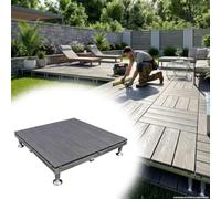 Piattaforma Modulare Rialzata in Legno Composito, Piastrelle Impermeabile | Altezza Regolabile, Patio Piattaforma In Composito Con Telaio Metallico Per Campeggio Giardino(Grey,84cm/33in)