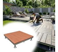 Piattaforma Modulare Rialzata in Legno Composito, Piastrelle Impermeabile | Altezza Regolabile, Patio Piattaforma In Composito Con Telaio Metallico Per Campeggio Giardino(Brown,84cm/33in)
