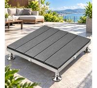 Piattaforma Modulare WPC Regolabile in Altezza 100x100cm Piastrella Esterno | Interlocking Composite Decking Board System with Galvanized Steel Frame Weatherproof Outdoor Patio Flooring for Grass Gravel