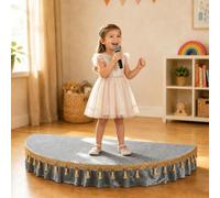 Piattaforma per palcoscenico piccola, palcoscenico portatile per bambini | Mini palco con gonna per discorsi pubblici, eventi scolastici, portata massima 550 libbre(Grey,47.2x23.6in)