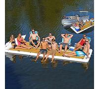 Piattaforma per Pontile Galleggiante Gonfiabile, Grande Piattaforma Galleggiante con Pompa Ad Aria Elettrica, Pad Galleggiante Gonfiabile Portatile per Spiagge, Laghi E Piscine,6.6ft*13ft