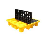 Piattaforma per sversamenti di Petrolio, Vassoio di contenimento in plastica Resistente agli Agenti chimici con Tappo di Scarico - 120x120x10 cm. Pallet di contenimento secondario per Lo STO