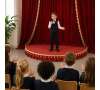 Piattaforma Scenica Semicircolare Portatile con Gonna | Per esibizioni al chiuso, ideale per bambini ed eventi di discorso(Red,100cm/39.4in)