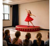 Piattaforma Scenica Semicircolare Portatile con Gonna | Per esibizioni al chiuso, ideale per bambini ed eventi di discorso(Red,100cm/39.4in)
