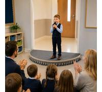 Piattaforma Scenica Semicircolare Portatile con Gonna | Per esibizioni al chiuso, ideale per bambini ed eventi di discorso(Grey,120cm/47.2in)