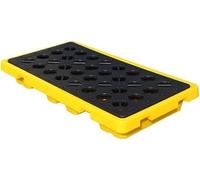 Piattaforme modulari gialle e nere dei pallet di contenimento di caduta per il polietilene di uso industriale con drenaggio per le fabbriche e le officine dei magazzini Soluzioni resistenti di