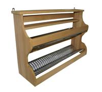 Piattaia in legno di faggio naturale con scolapiatti in acciaio inox credenza