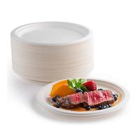 Piatti Carta Bianco Piatti Usa e Getta Piatti di Carta Biodegradabili e compostabili Riciclabile Bagassa di Canna da Zucchero Ecologici Piatti (22,8CM, 50PCS)
