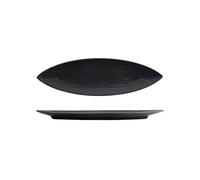 Piatti Cena Piatto lungo in ceramica giapponese for sashimi di sushi, piatto commerciale(Black,38cm)