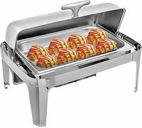 Piatti da buffet in acciaio inox, capacità 9 l, durevoli e resistenti al calore, con due bruciatori per calore prolungato, dimensioni: 64 x 46 x 44 cm