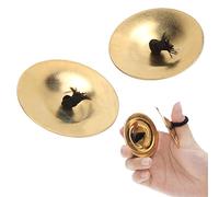 Piatti da dito 2 pezzi, piatti da mano con campana in rame, resistenti all'usura, danza del ventre, danze con le dita, per feste da ballo, vacanze (Oro)
