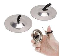 Piatti da dito 2 pezzi, piatti da mano con campana in rame, resistenti all'usura, danza del ventre, danze con le dita, per feste da ballo, vacanze (Argento)