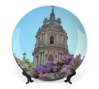 Piatti decorativi da appendere alla parete, 25 cm, piatto rotondo con supporto, piatti piani in ceramica, piatto in porcellana Modica con architettura siciliana, decorazione da parete per il Ringraz