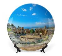 Piatti decorativi da appendere alla parete, 7", piatto rotondo con supporto, piatti da cena in ceramica, piatto in porcellana stile teatro italiano, decorazione da parete per il Ringraziamento e Nat