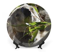 Piatti decorativi da appendere alla parete, 7", piatto rotondo con supporto, piatti piani in ceramica, piatto in porcellana con koala australiano, decorazione da parete per il Ringraziamento e Natal