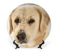 Piatti decorativi da appendere alla parete, 8", piatto rotondo con supporto, piatti da portata in ceramica, piatto in porcellana con cane Labrador Retriever, decorazione da parete per il Ringraziame