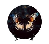 Piatti decorativi in ceramica con ali di farfalla Piatto decorativo in porcellana Bone China con espositore Ornamento in ceramica fatto a mano Personalità Piatto da pranzo in porcellana Artigianato